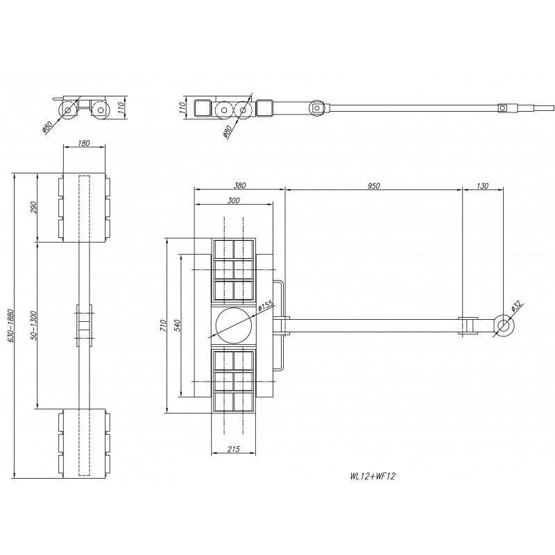 Machine Moving Skate Set CORMAK WL12+WF12 24t | Heavy Duty | CORMAK
