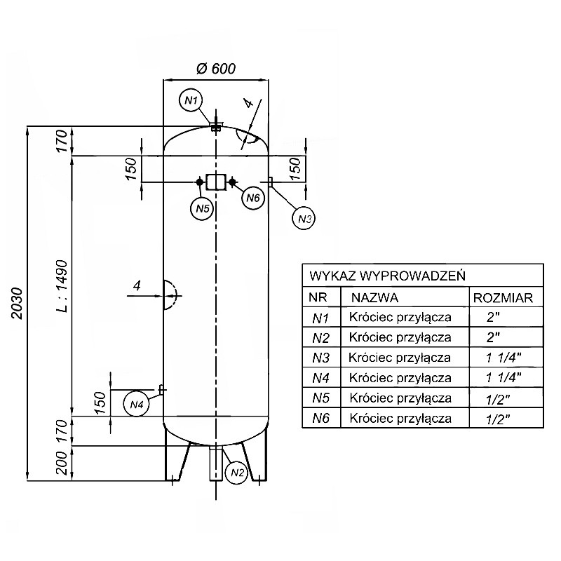 Vertical Air Tank 500L 20 bar with Accessories | CORMAK