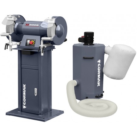 Double-Disc Bench Grinder CORMAK M300S with Stand and Extractor MDC750 400V | CORMAK