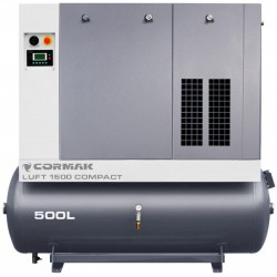 Screw Air Compressor CORMAK LUFT 1500 COMPACT 11kW 1580L/min with Air Dryer and 500L Air Tank | CORMAK