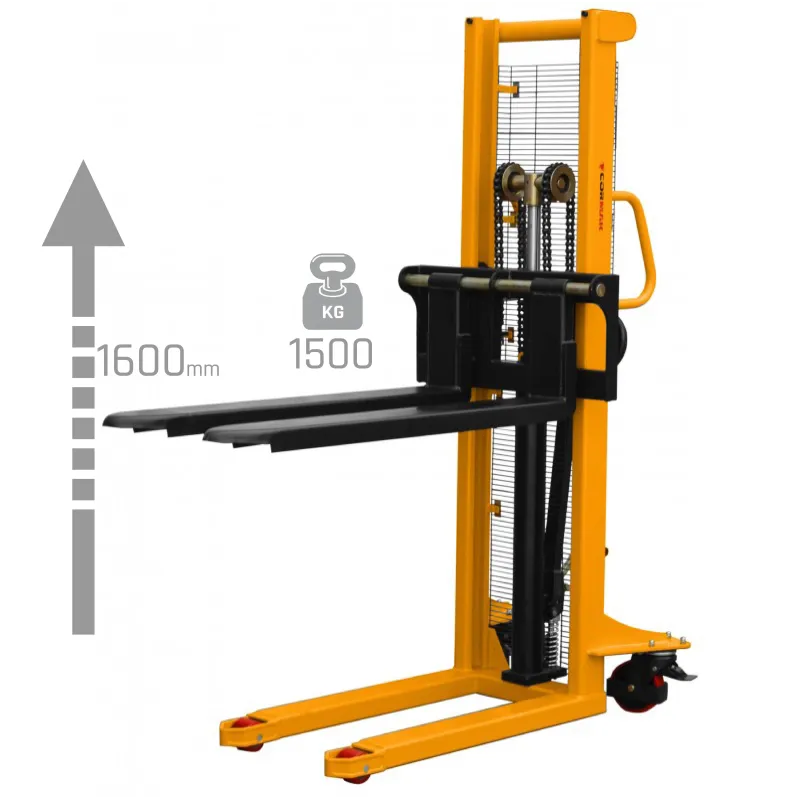 WRHS 1516 palletheftruck met verstelbare vorken  (hefvermogen 1500 kg, hefhoogte 1600 mm)