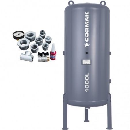 Vertical Air Tank 1000L 11 bar with Accessories | CORMAK