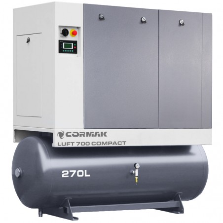 Screw Air Compressor CORMAK LUFT 700 COMPACT 5.5kW 650L/min with Air Dryer and 270L Tank | CORMAK