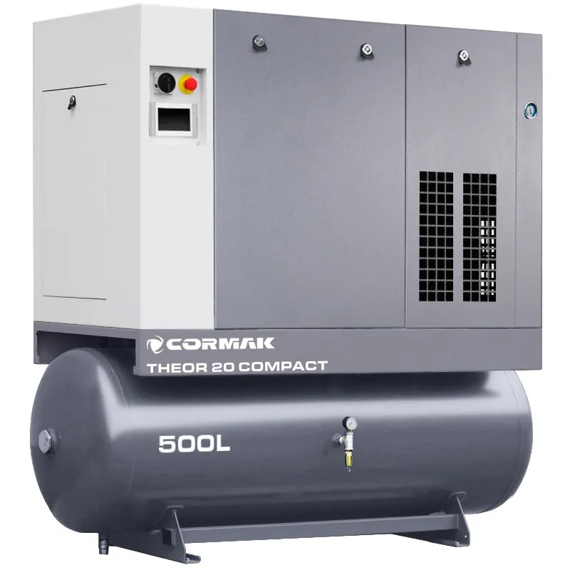 Schroefcompressor met droger en 500 l-tank - THEOR 20 COMPACT - 15 kW - 2000 l/min.