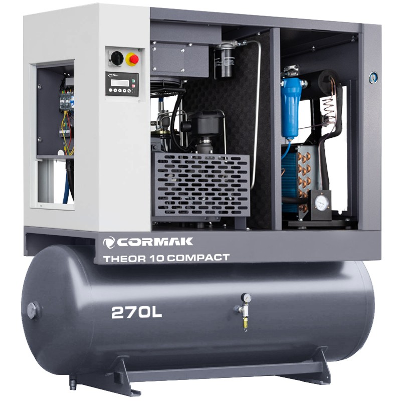 Screw Compressor Set CORMAK THEOR 10 COMPACT with N10S Dryer and 270L Air Receiver | CORMAK