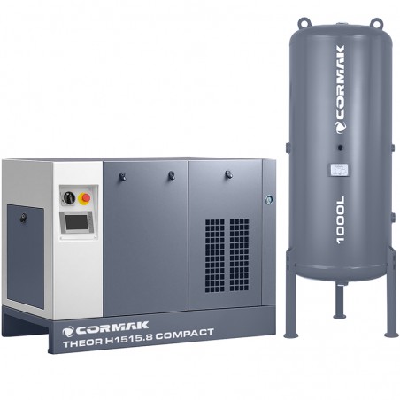 High-Pressure Screw Compressor 15kW 14bar + Dryer + 1000L Tank | CORMAK