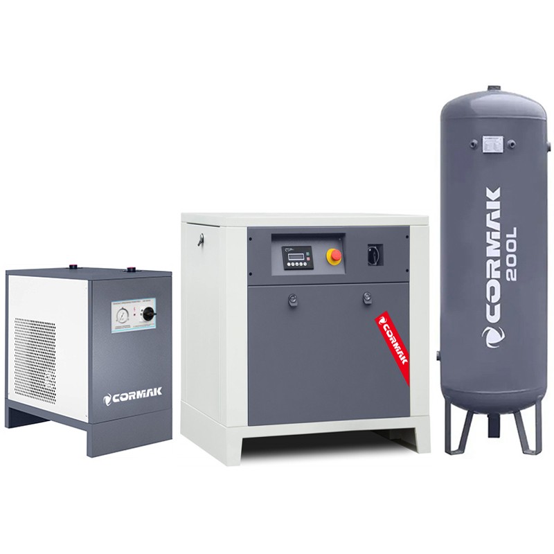 Screw Compressor Set CORMAK LUFT 700 with IZBERG N10S Air Dryer and 200L Air Tank | CORMAK