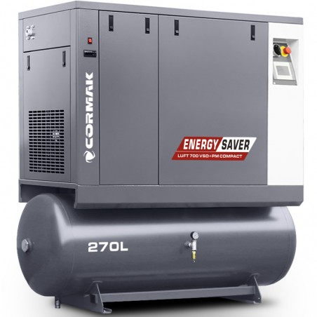 Screw Compressor with Dryer & 270L Tank CORMAK LUFT 700 VSD+PM COMPACT 5.5kW | CORMAK