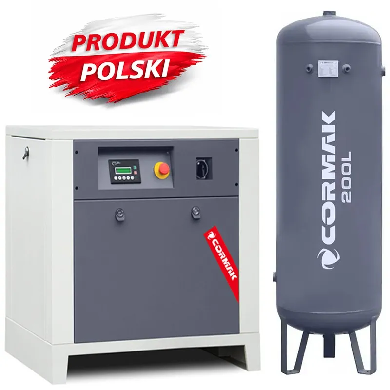 LUFT 700-schroefcompressor – 5,5 kW – 650 l/min + verticale persluchtfles van 200 l