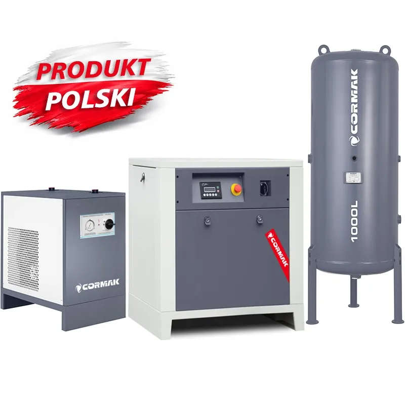 LUFT 1000-schroefcompressor – 7,5 kW – 950 l/min. + N10S-koeldroger + verticale persluchtcilinder 1000 l
