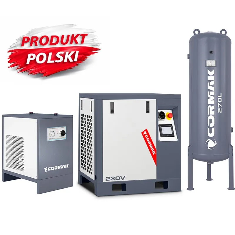 LUFT 400 schroefcompressor met frequentieomvormer – 3,0 kW – 380 l/min. 230 V + N10S koeldroger + verticale drukvat 270 l
