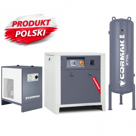 Screw Compressor Set CORMAK LUFT 1000 INVERTER 7.5 kW – 950 L/min + Air Dryer IZBERG N10S + 270 L Vertical Air Tank