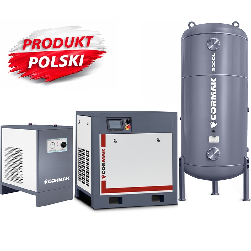 Screw Compressor Set CORMAK THEOR 30 INVERTER 22kW 3200L/min + Air Dryer + 1000L Air Tank | CORMAK