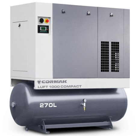 Screw Air Compressor CORMAK LUFT 1000 COMPACT 7.5kW 950L/min with Air Dryer and 270L Tank | CORMAK