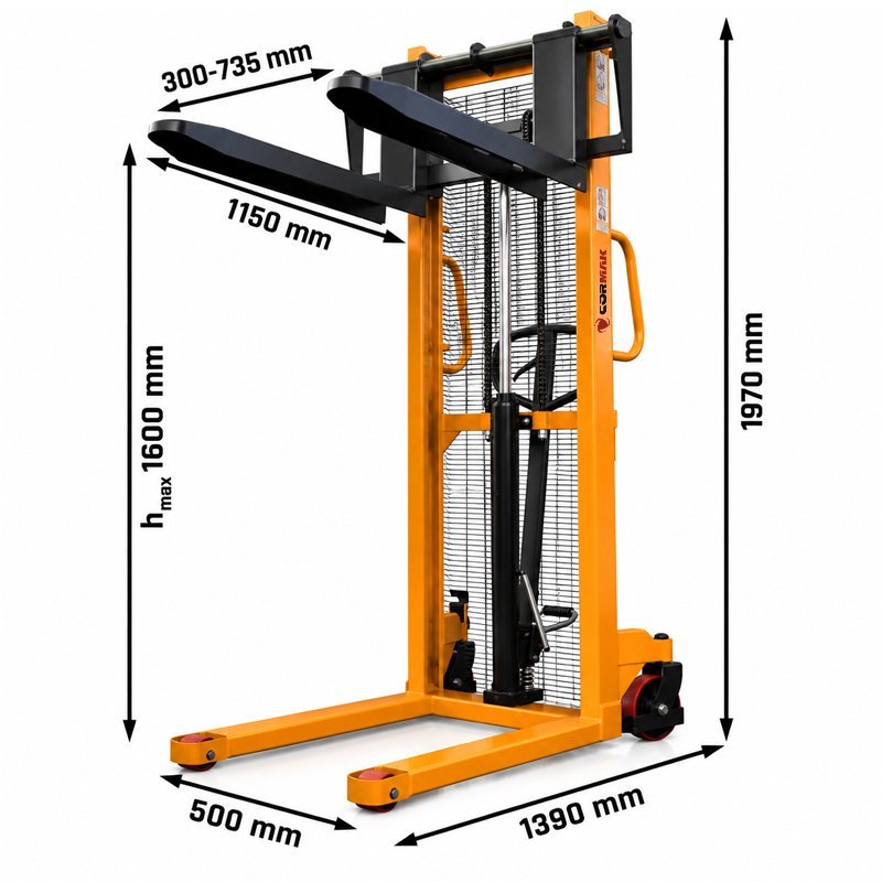 Hydraulic Manual Pallet Stacker CORMAK WRHS 1516 1500kg 1600mm | CORMAK