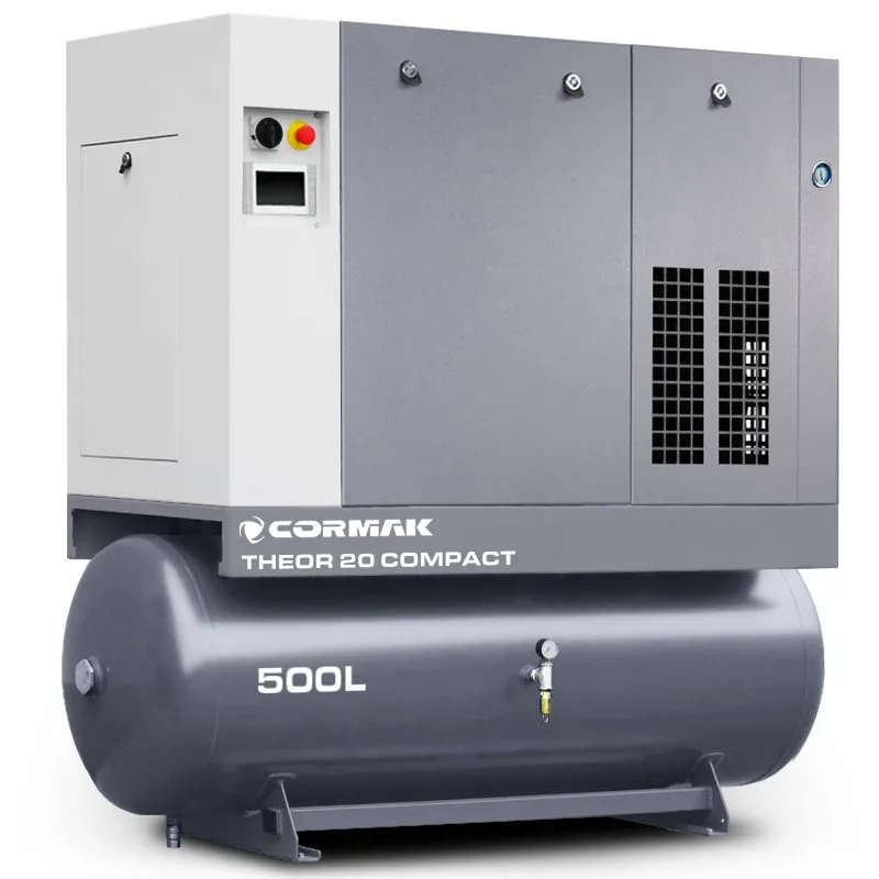 Schroefcompressor met droger en 500 l-tank - THEOR 20 COMPACT - 15 kW - 2000 l/min.