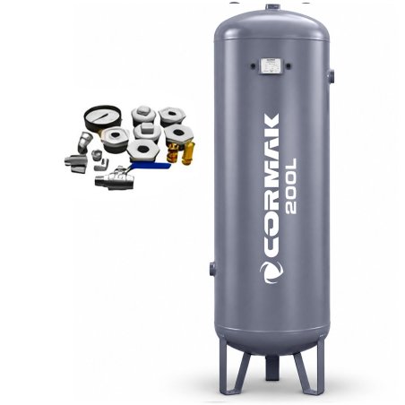 Vertical Air Tank 200L 11 bar with Accessories | CORMAK