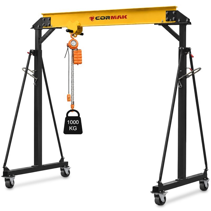 Mobile Gantry Crane CORMAK PK1 1000kg with Beam Extension Kit | CORMAK