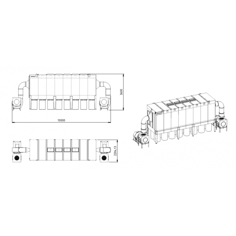 Industriële afzuiging voor spanen en zaagsel Vibra Motor DCV52200 m³/u PREMIUM 140 pk