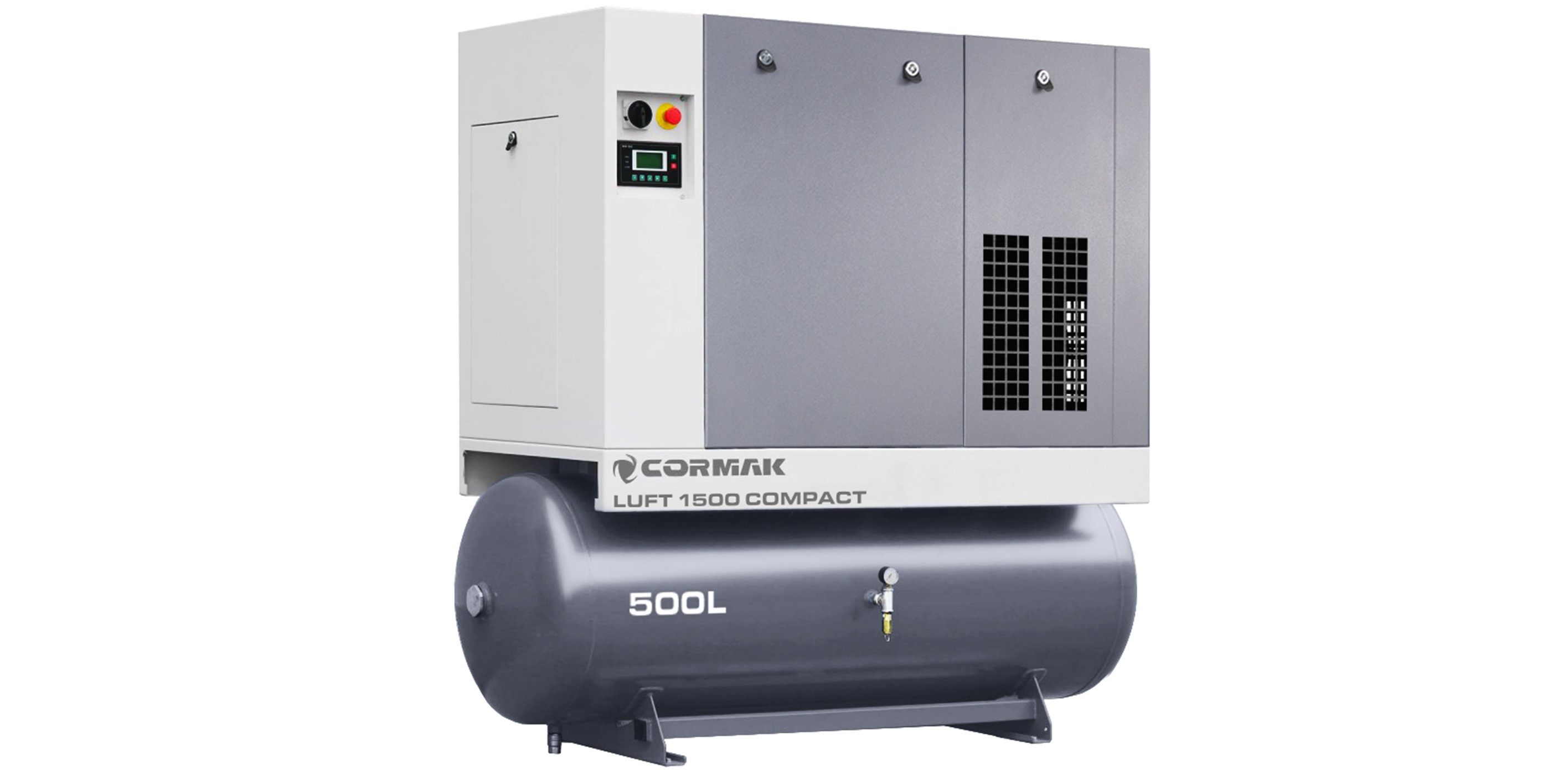 Schroefcompressoren op horizontale persluchttank